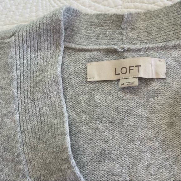 LOFT Light Gray Sparkle Button-Up Cardigan - Picture 4 of 5